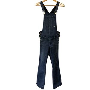 H&M Maternity Denim Flare Overalls Bibs Size 6 Dark Wash Stretchy Comfy